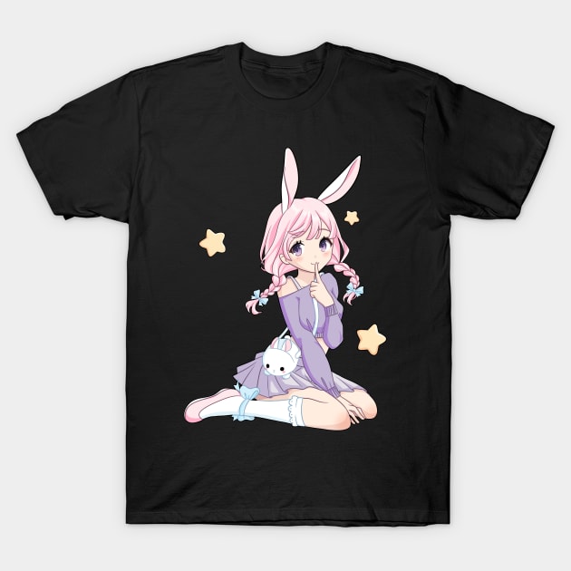 Anime Bunny Girl T-Shirt by Esther van der Drift